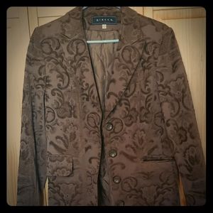 Brown jacquard evening coat